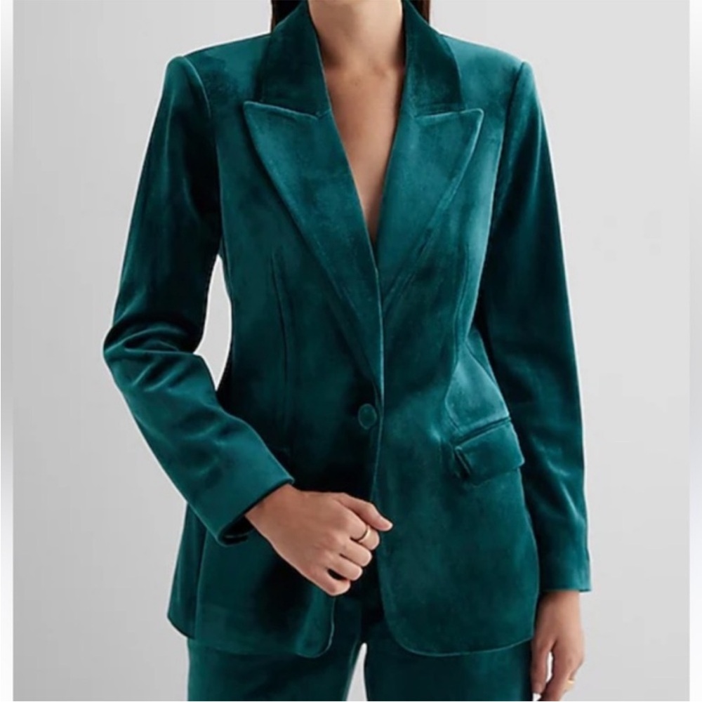 Express velvet green/turquoise blazer